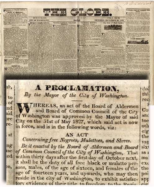 The City of Washington Places Restrictions on Blacks in 1831