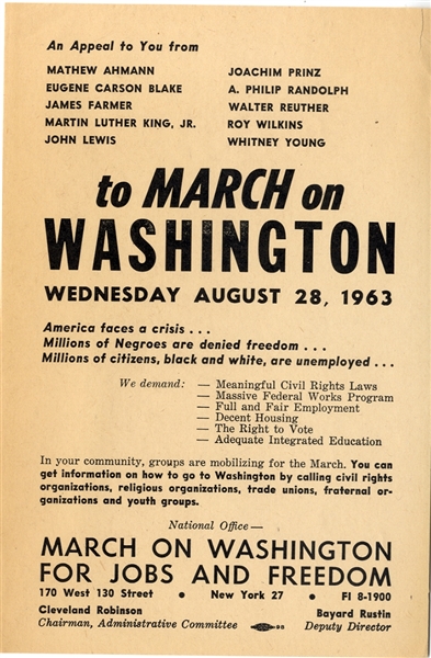 Scarce MLK March on Washington Flyer