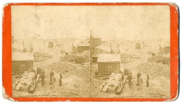 Rare Stereoview of the Inside of Fort Moultrie by Savannah Photographer D. J. Ryan 