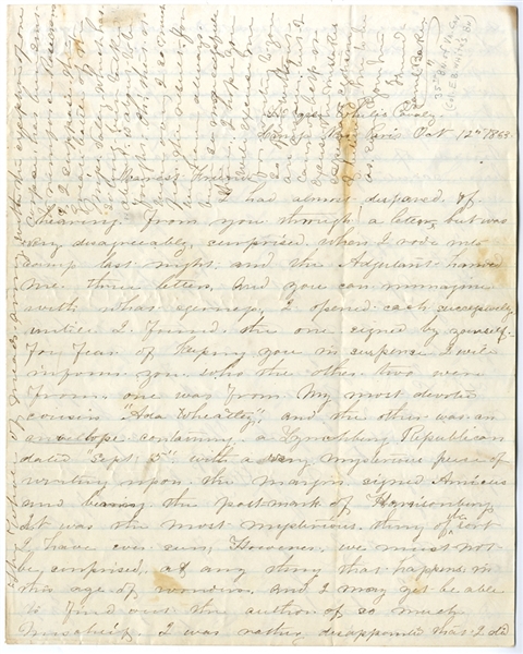 Scarce Letter from the 35th Virginia - White’s Cavalry
