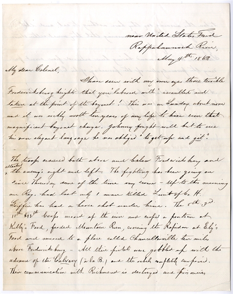 Overly Optimistic Battle of Second Fredericksburg Battle Letter.