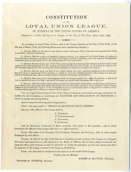 Constitution of the Loyal Union League of Citizen's of The United States