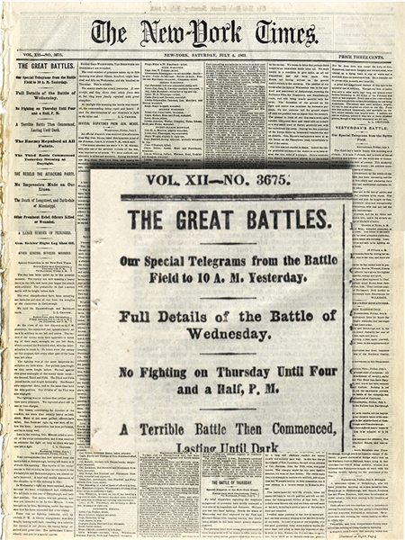 Early New-York Times Report of the Battle of Gettysburg. 