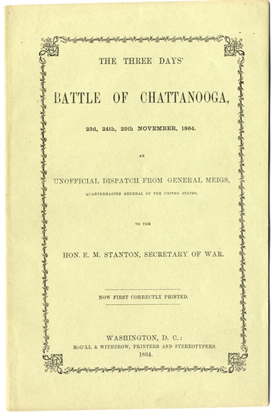 Rare General Montgomery Meigs Printed Battle of Chattanooga Report