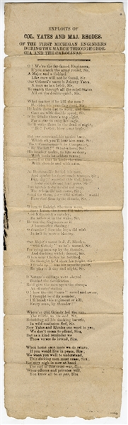 1st Michigan Engineers Poem Condemning Their Colonel and Major During Sherman's March To The Sea and Through The Carolinas