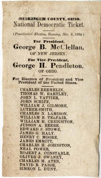 McClellan 1864 Campaign Ballot From Ohio