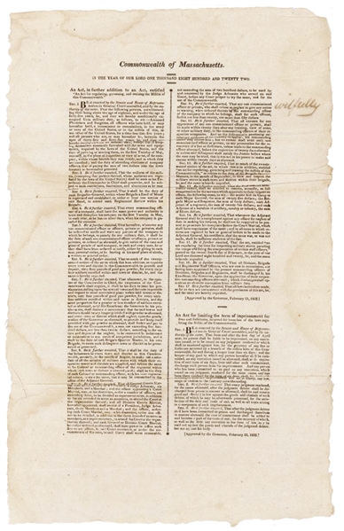 1822 Act Concerning The Massachusetts Militia