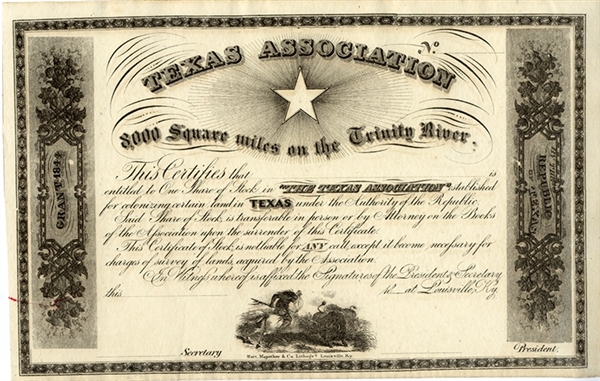 From the Republic of Texas - Texas Association Unengrossed Certificate