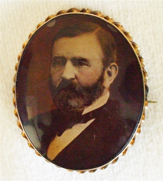 Ulysses S. Grant Porcelain Portrait Brooch c. 1880