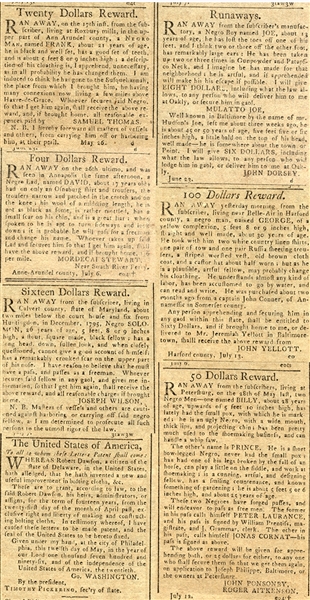 Lot of 3 Baltimore newspapers with runaway slave ads