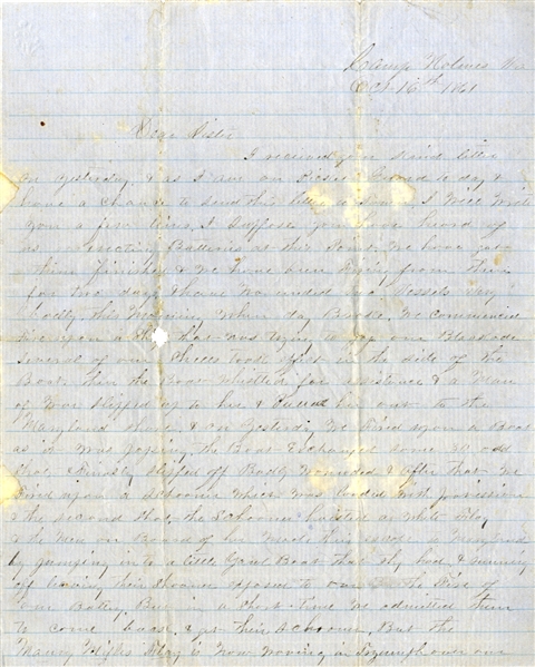 2nd Tennessee Officer WRites of Guarding the Maryland Shore Assisting the Blockade