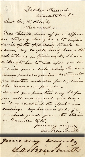 Occupied Virginia Letter - Civilian Requests Protection from General Patrick