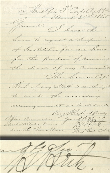 Confederate General Henry Heth Writes the Union Command About Removing the Dead from the Battle Field Outside of Richmond