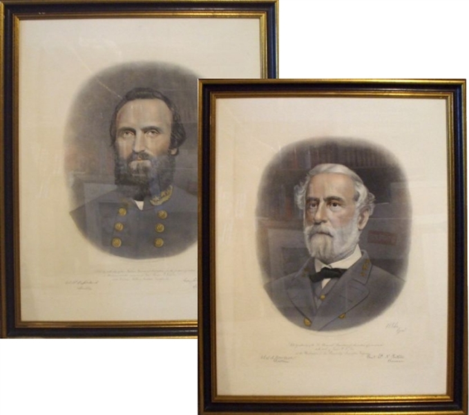 Two Fine Colored Engravings of Generals Robert E. Lee and Stonewall Jackson