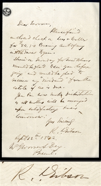 Confederate General R.L. Gibson Autograph Letter Signed