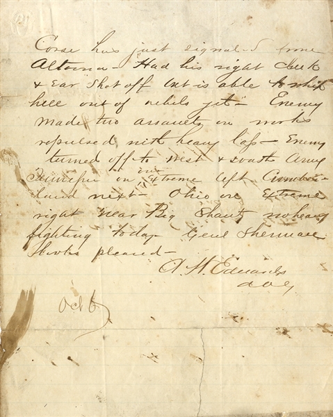 Battle of Allatoona Letter