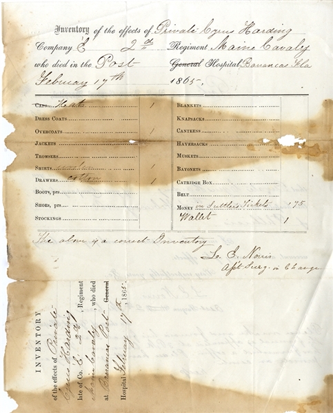 2nd Maine Cavalry  Document