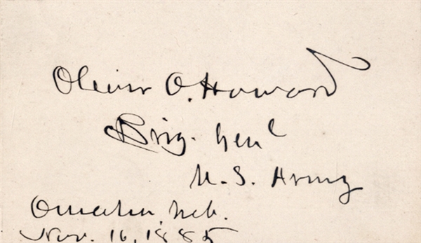 Union General Oliver Howard Signature, Omaha, Nebraska. 