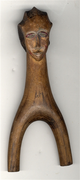 Heddle Pulley With A Carved African Man's Head