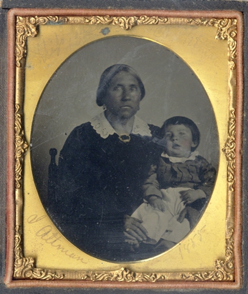 Mammy and Child With Etched Identification