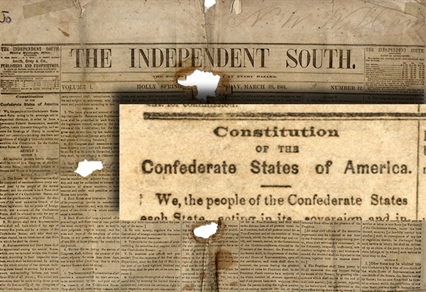The Confederate States Constitution Printed On The Front Page This Mississippi Newspaper
