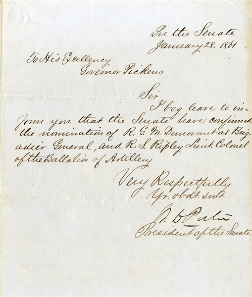 Confirmation of General Dunovant and Colonel Ripley