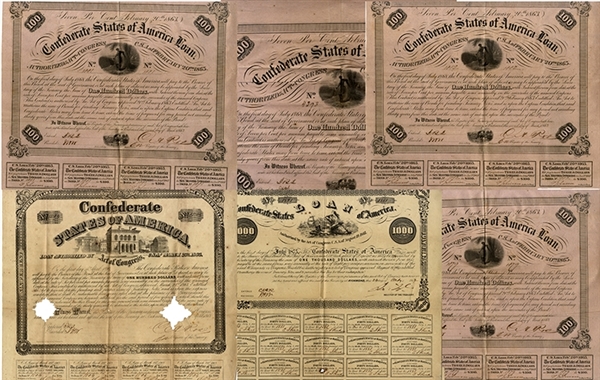 Group of Confederate Issued Bonds