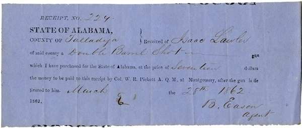 Confederate Shotgun Purchase Receipt