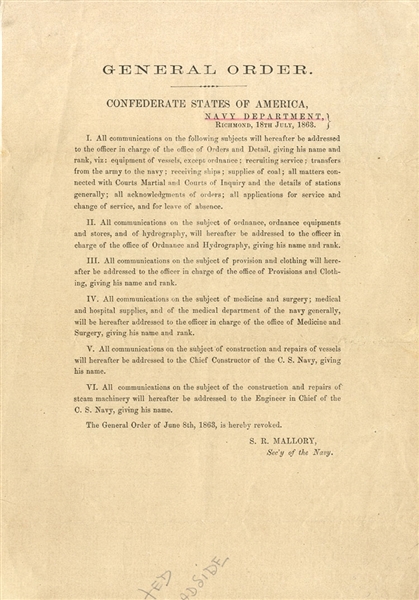 Confederate Navy General Order