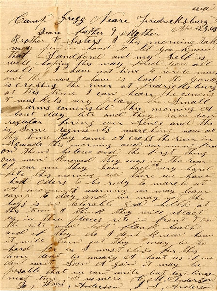 Confederate Soldiers Letter