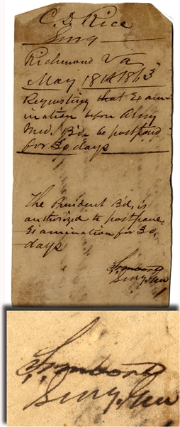 Dr. S.P. Moore Signed Confederate Document