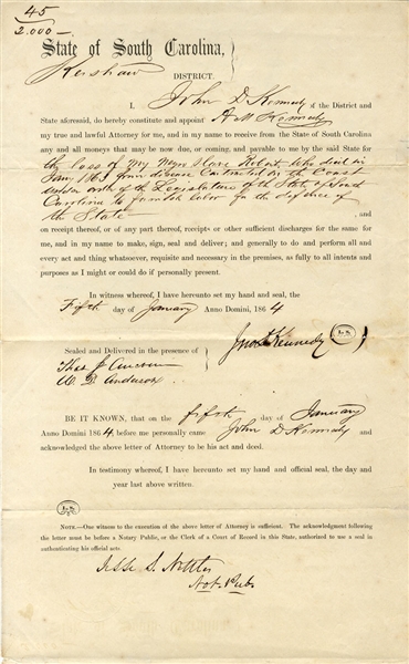 A Confederate General Files For The Loss of His Slave Robert. 