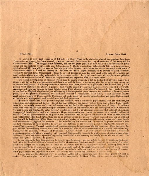 Confederate Necessity Paper Letter