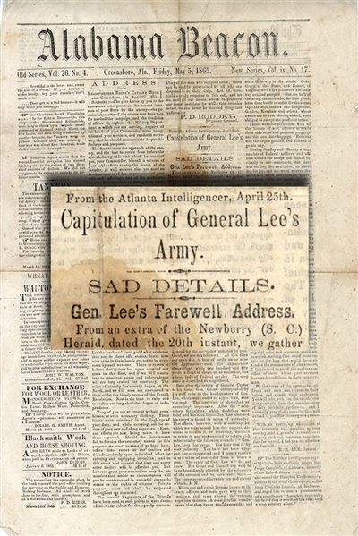 This Confederate Newspaper Carries A Full Printing of General Lee’s Surrender Order, Order No. 9