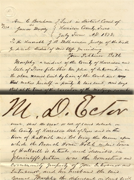 General M.D. Ector Signed Document