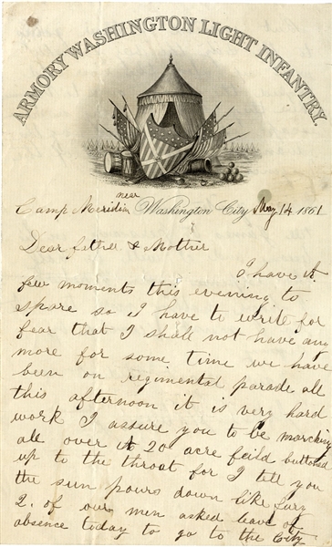 Very Rare ARMORY WASHINGTON LIGHT INFANTRY Brevet Brigadier General's Letter