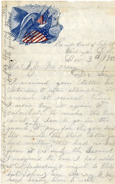 Rare 6th United States Cavalry Generals McClellan & JEB Stuart Father-In-Law Grand Review Letter