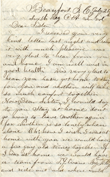 6th Connecticut Letter with Good South Carolina Slave Content