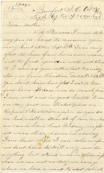 6th Connecticut Letter on Slaves