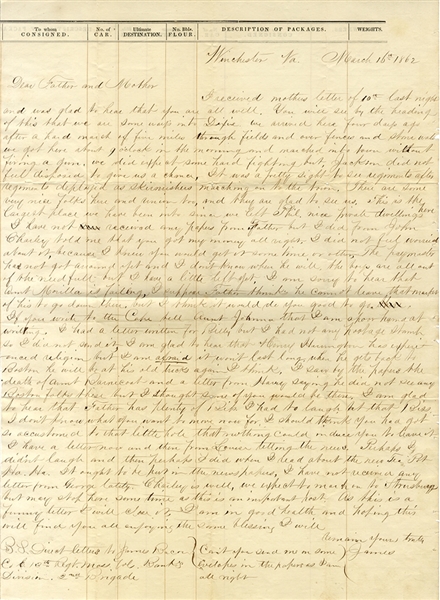 13th Massachusetts Vols Letter