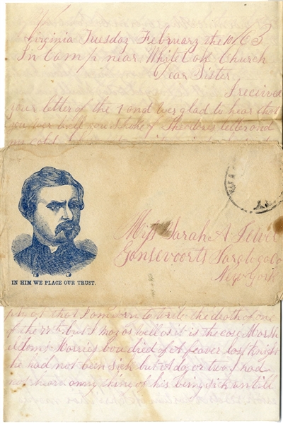 Vivid Description of Private Toms Funeral Procession and Burial; Breaking Up The Army of the Potomac…His Choice For An Envelope Says It All…In [McClellan] We Place Our Trust. 