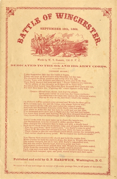 Battle of Winchester Song Written By 126th Ohio Battle Veteran