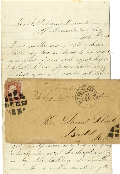 14th Rhode Island Heavy Artillery Letter from the U.S. Steamer Housatonic