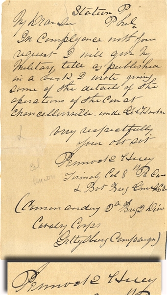 Gettysburg Campaign Cavalry Brigade Commander's Signature 