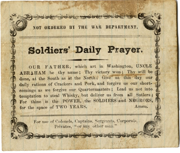Soldiers Daily Prayer....Abraham Lincoln....Soldiers....Negroes