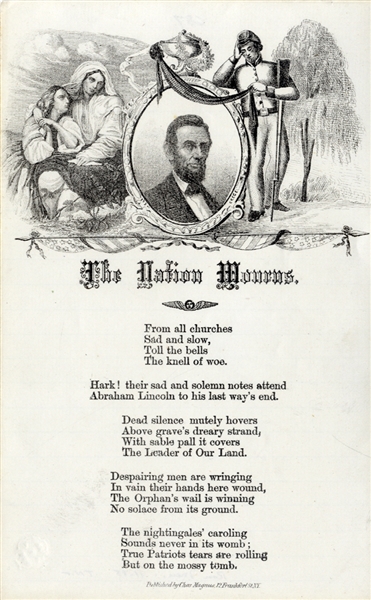 The Nation Mourns Lincoln Portrait Assassination Song Sheet
