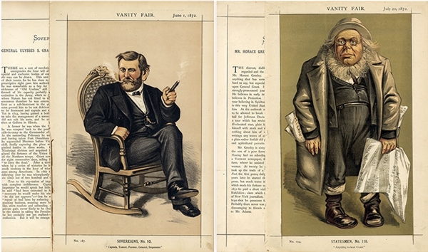 A Vanity Fair Print of The 1872 Presidential Candidates Horace Greeley &  Ulysses S. Grant