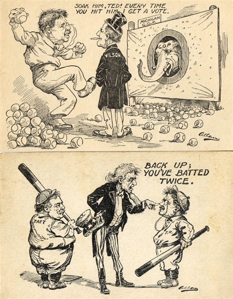A Pair of Presidential Postcards Satirizing the 1912 Election