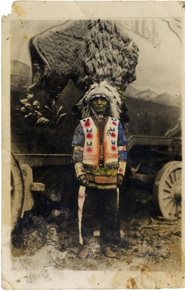 Colorized RPPC Of Not-Afraid-Of-Pawnee