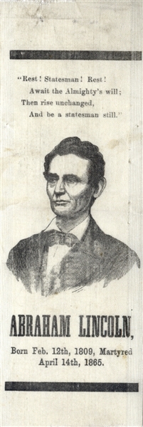 Lincoln Beardless Portrait Mourning Ribbon